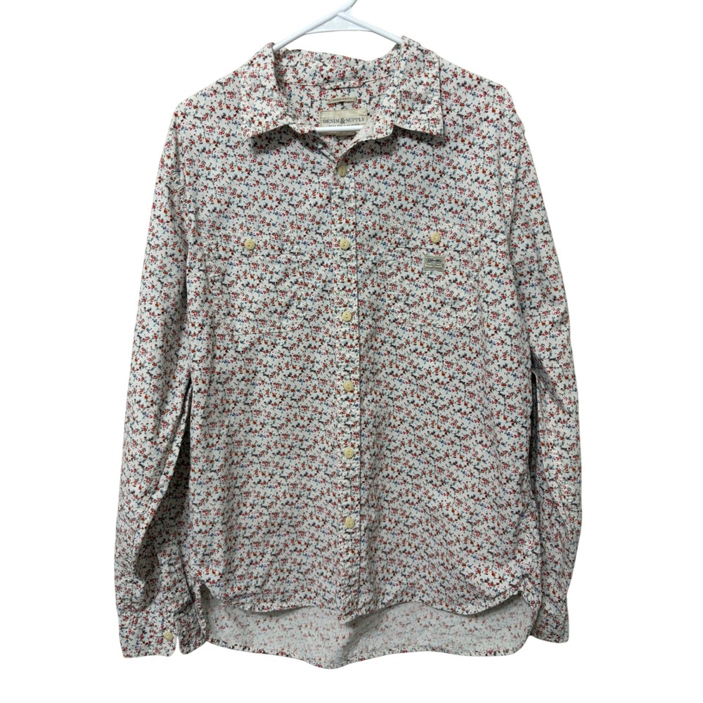 Denim & Supply Ralph Lauren Womens XL Floral Cotton Button Down Shirt Reg Fit
